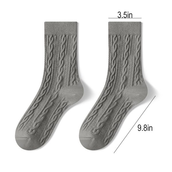 Solid Color Thick Winter Mid-Calf Socks - Image 10