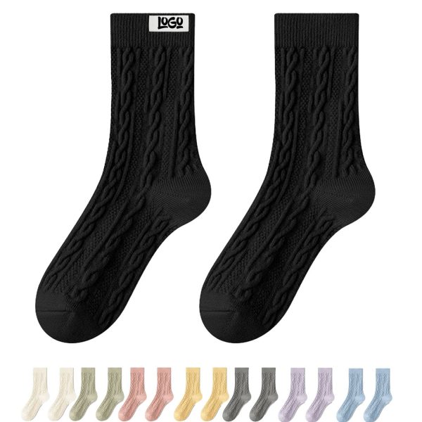 Solid Color Thick Winter Mid-Calf Socks