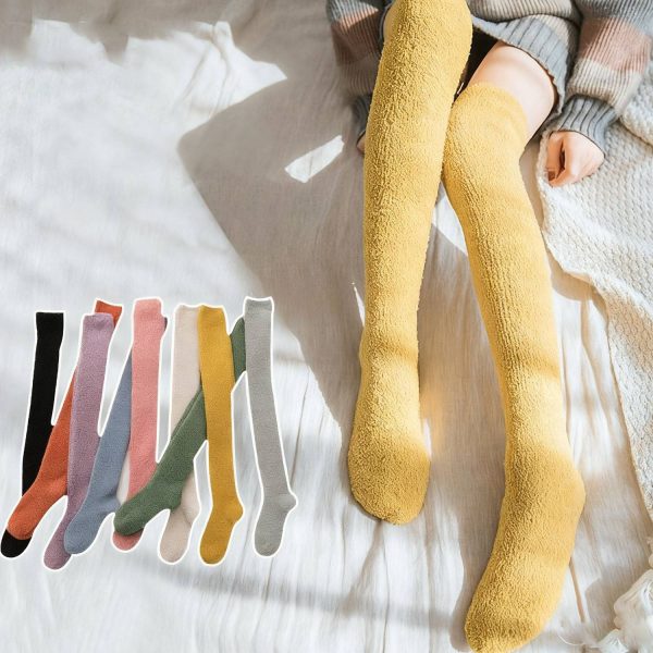 Thick Coral Fleece Winter Over Knee Socks - Image 9