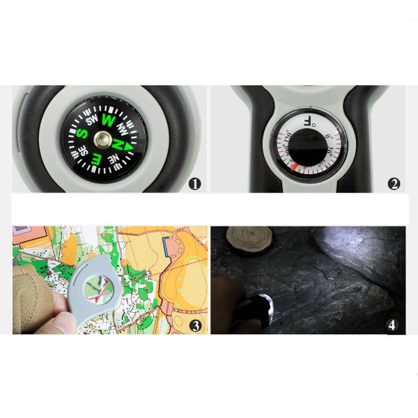 7 in 1 Outdoor Emergency Survival Tool LED Compass Whistle - Image 4