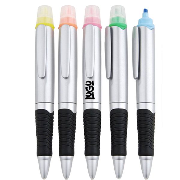 2-in-1 Dual Tip Plastic Ballpoint Pen Highlighter