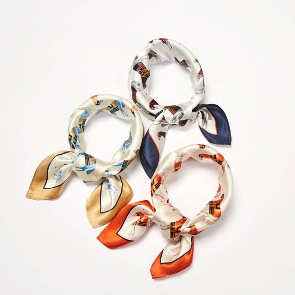 Silk Satin Printed Square Bandana Scarf - Image 5