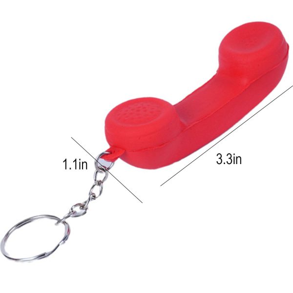 PU Foam Telephone Receiver Stress Reliever Key Chain - Image 4