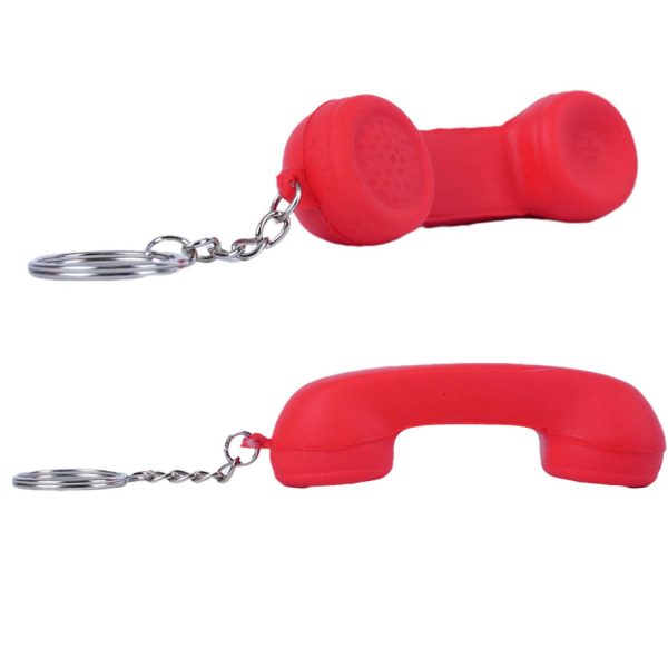 PU Foam Telephone Receiver Stress Reliever Key Chain - Image 3