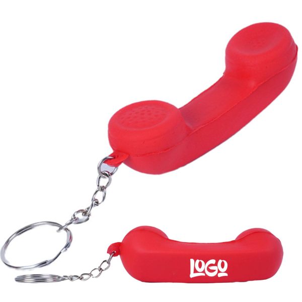 PU Foam Telephone Receiver Stress Reliever Key Chain