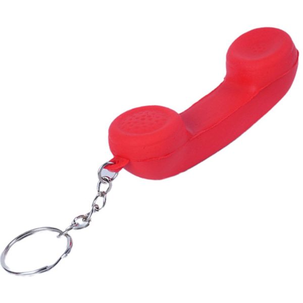 PU Foam Telephone Receiver Stress Reliever Key Chain - Image 2