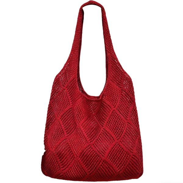 Polyester Hollow Knitted Shoulder Tote Bag - Image 7