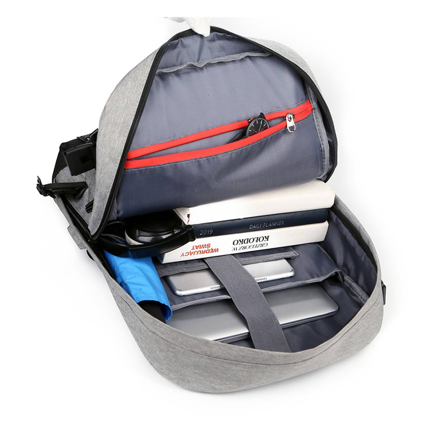Polyester USB Charging Port Computer Backpack - Image 6