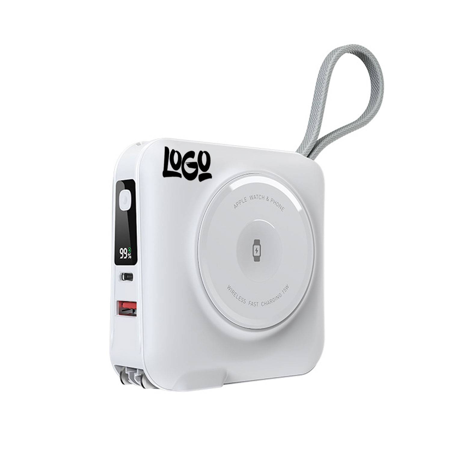 15000mAh Magnetic Wireless Power Bank w/ Built-in Cables