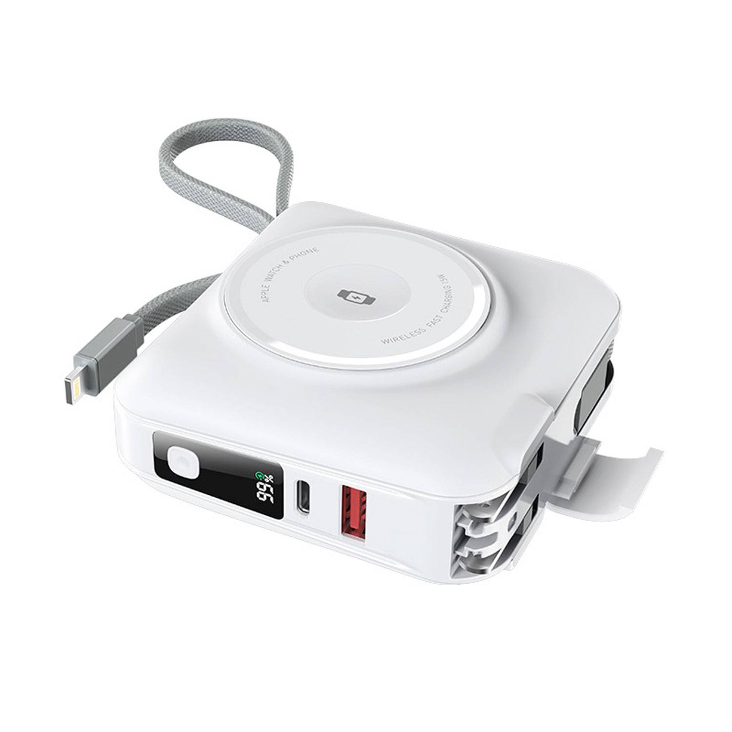 15000mAh Magnetic Wireless Power Bank w/ Built-in Cables - Image 2