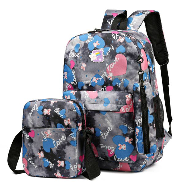 3 Piece Large Capacity Nylon School Backpack Set - Image 2