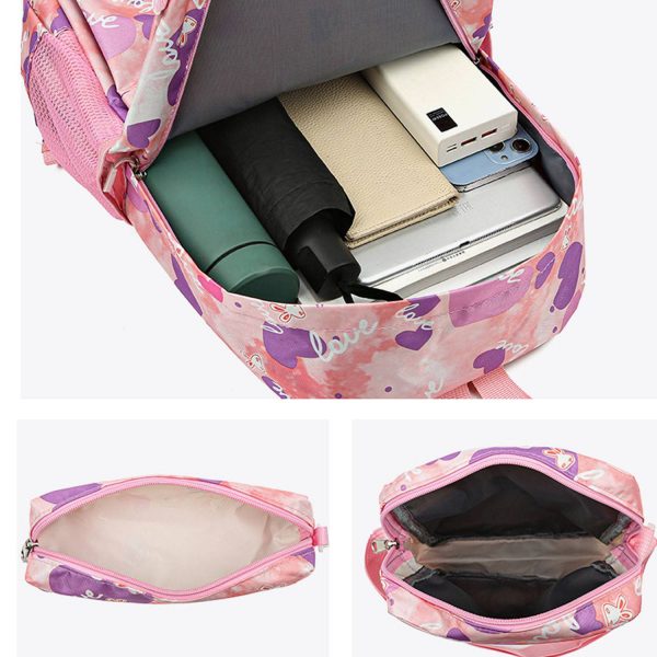 3 Piece Large Capacity Nylon School Backpack Set - Image 6