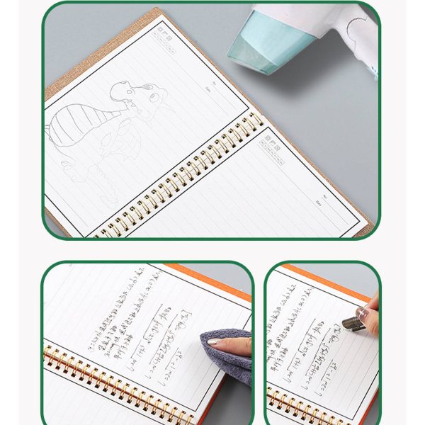 A5 PU Leather Erasable Spiral Notebook w/ Pocket - Image 5