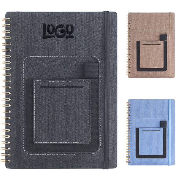 A5 PU Leather Erasable Spiral Notebook w/ Pocket