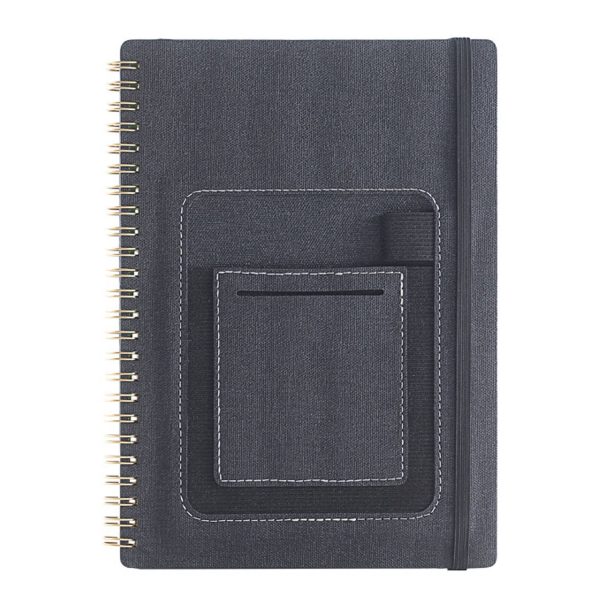 A5 PU Leather Erasable Spiral Notebook w/ Pocket - Image 4