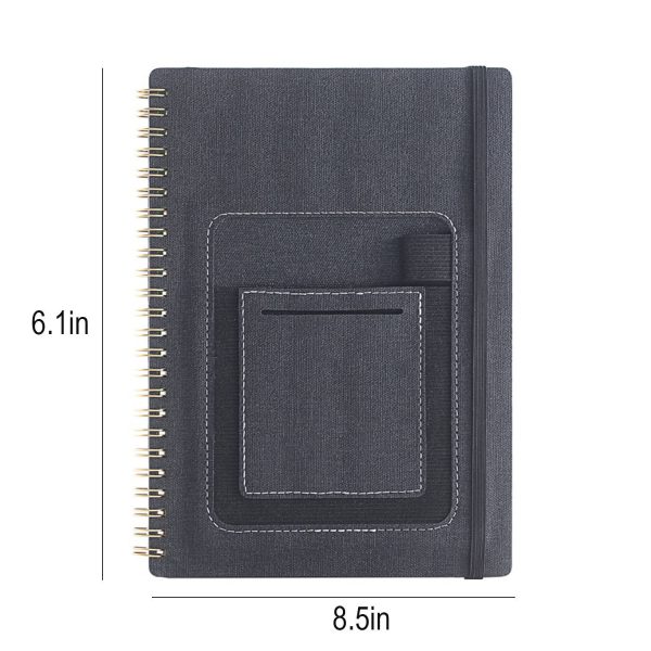 A5 PU Leather Erasable Spiral Notebook w/ Pocket - Image 6