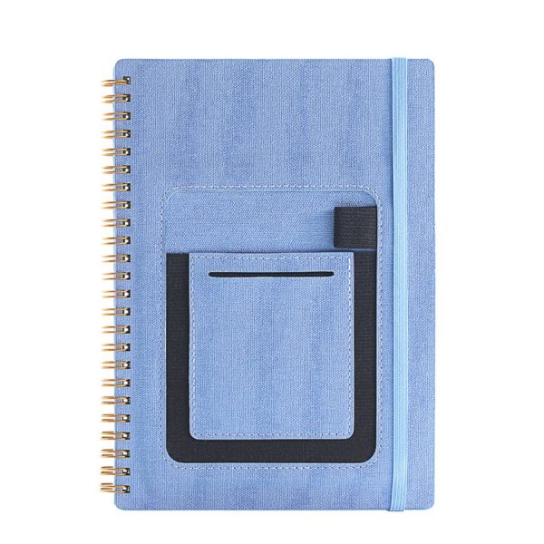 A5 PU Leather Erasable Spiral Notebook w/ Pocket - Image 2