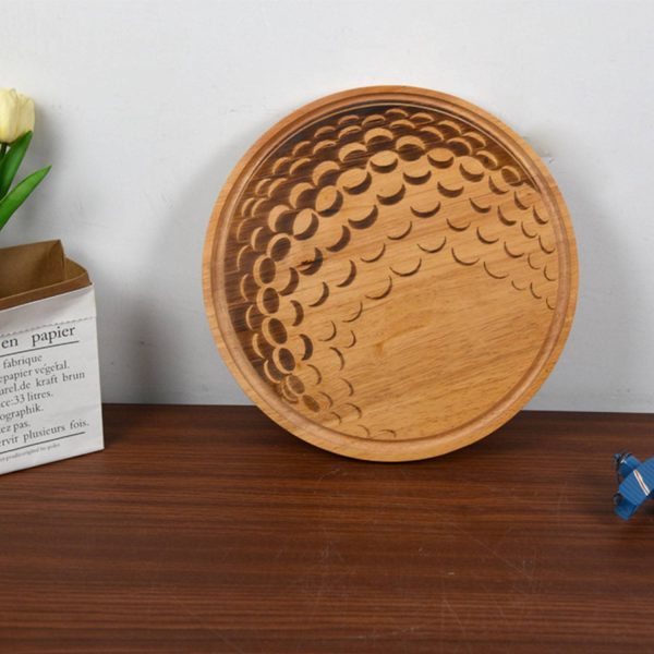 13 Inch Round Wooden Carved Cutting Board - Image 4