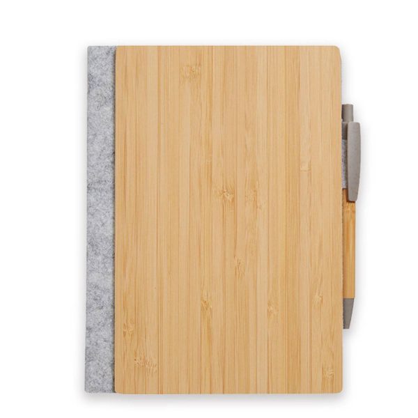 A5 Eco Friendly Bamboo Cover Notebook w/ Pen - Image 2
