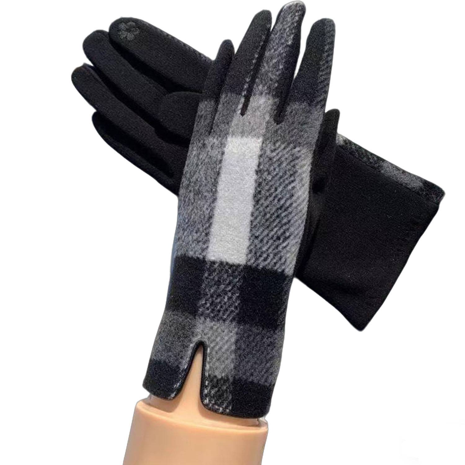 Melton Wool Plaid Touchscreen Winter Glove - Image 4