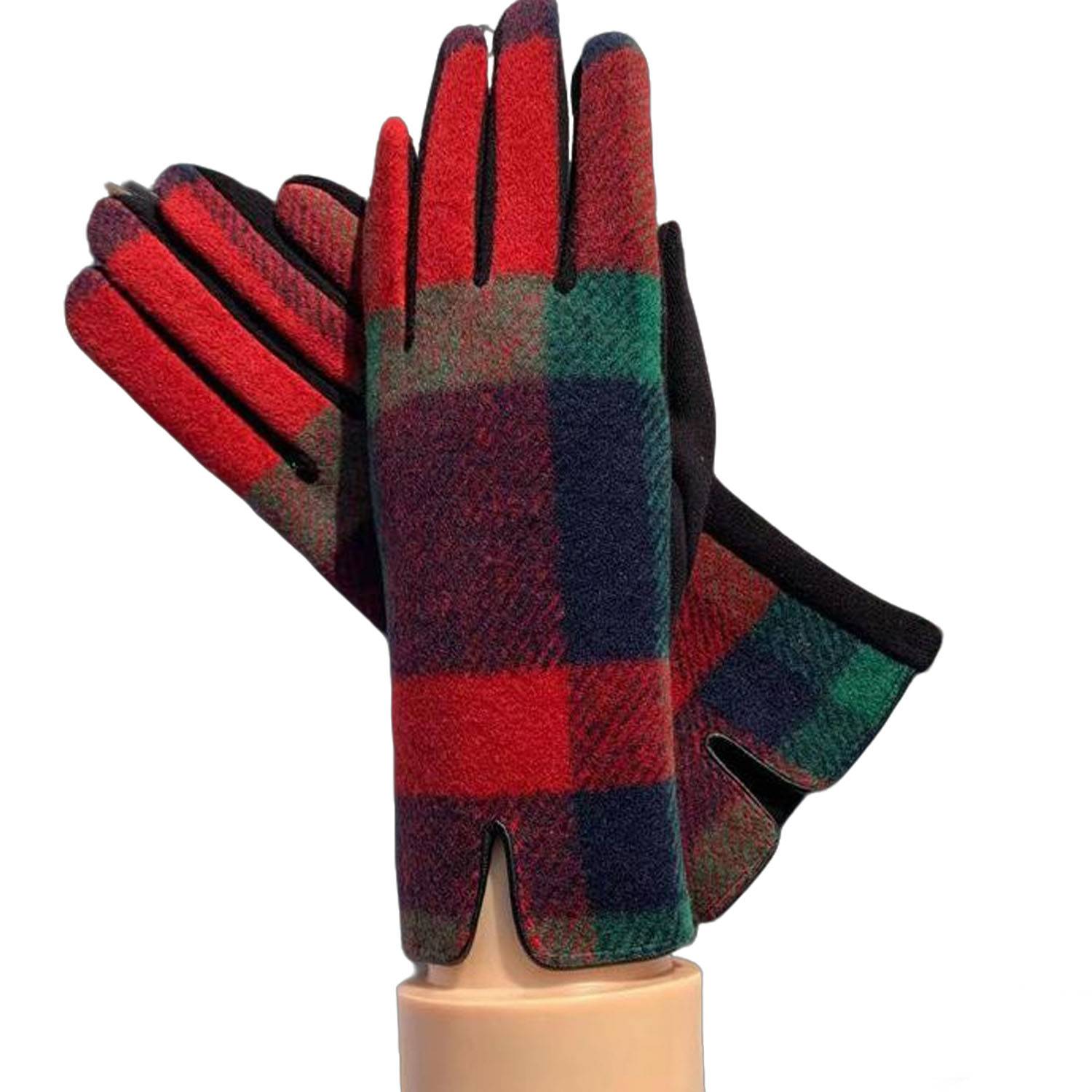 Melton Wool Plaid Touchscreen Winter Glove - Image 6