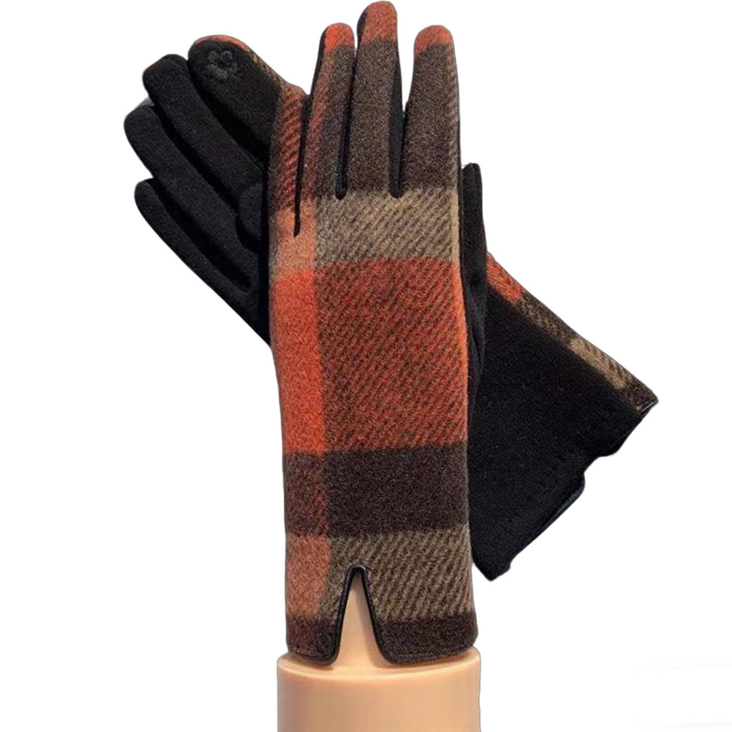 Melton Wool Plaid Touchscreen Winter Glove - Image 2
