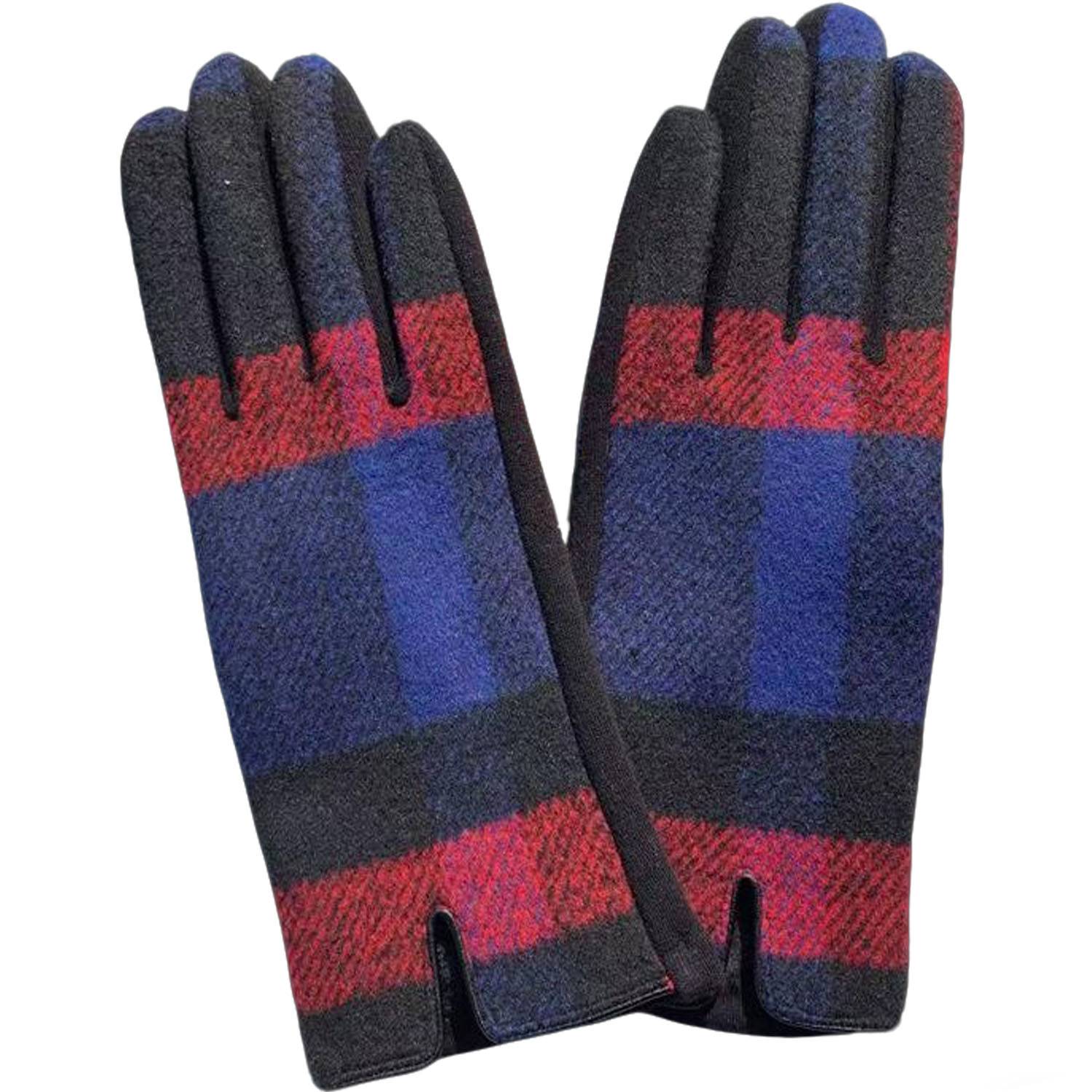 Melton Wool Plaid Touchscreen Winter Glove - Image 3
