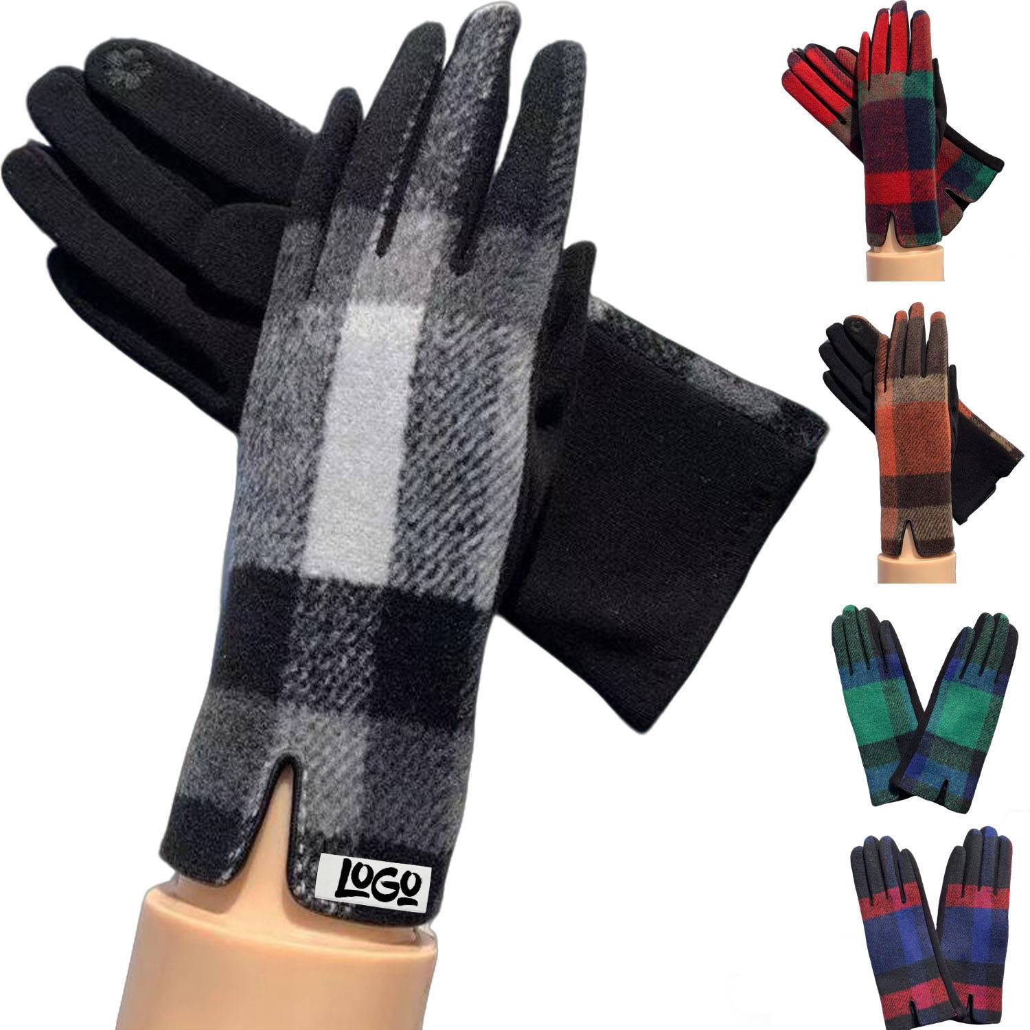 Melton Wool Plaid Touchscreen Winter Glove
